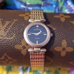 Anne Klein Diamond‎ Black Face Gold Watch